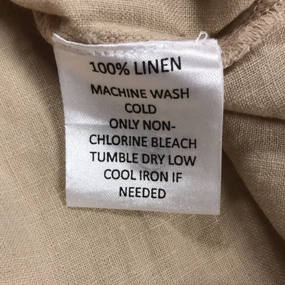 Calligraphie women’s 100% linen longsleeve V-neck blouse size L tan NWT - Picture 8 of 12